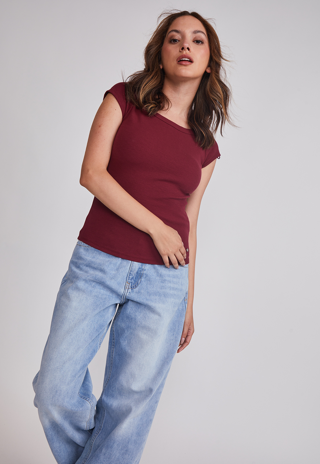 Polera Mujer Ajustada Burdeo Sioux 5