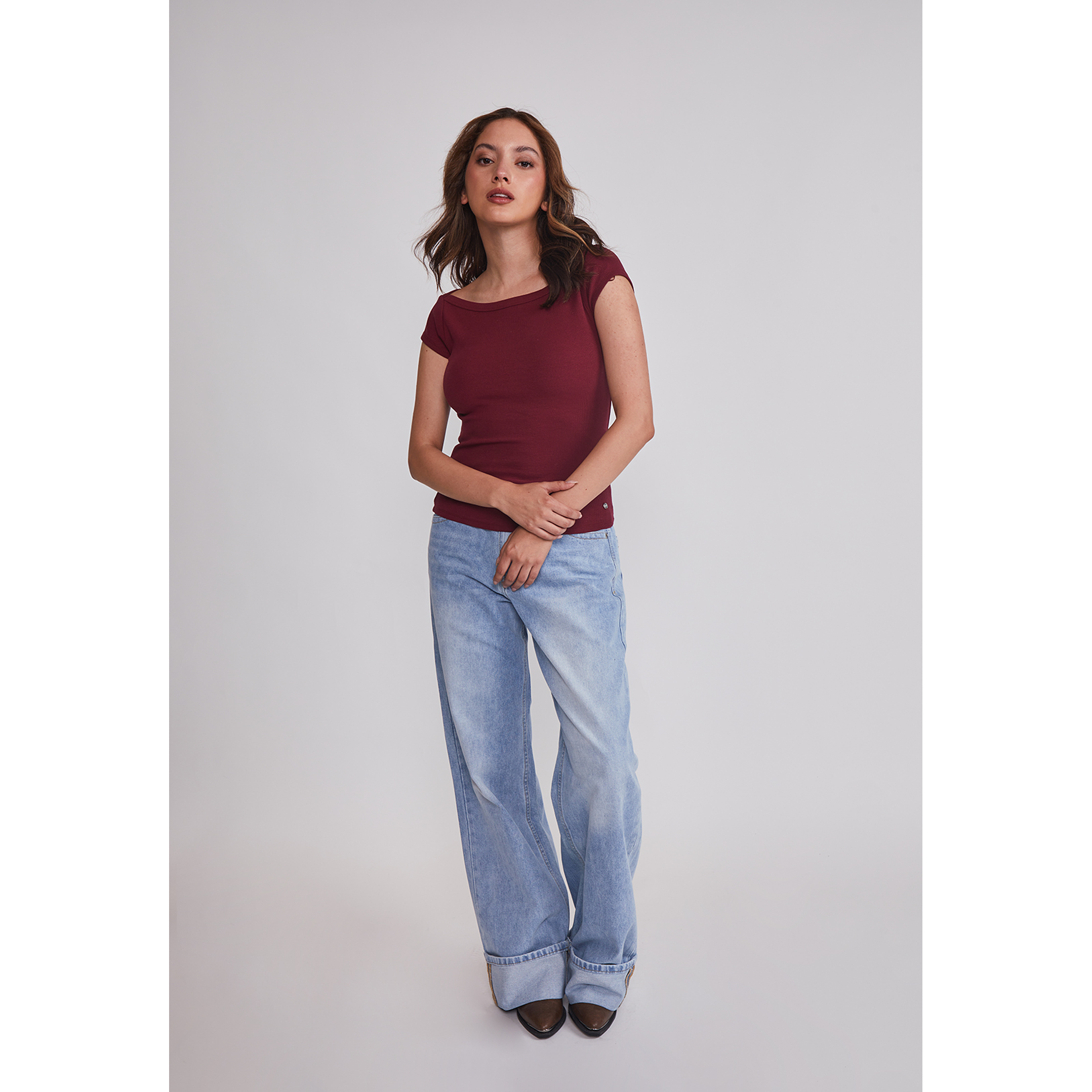 Polera Mujer Ajustada Burdeo Sioux 2