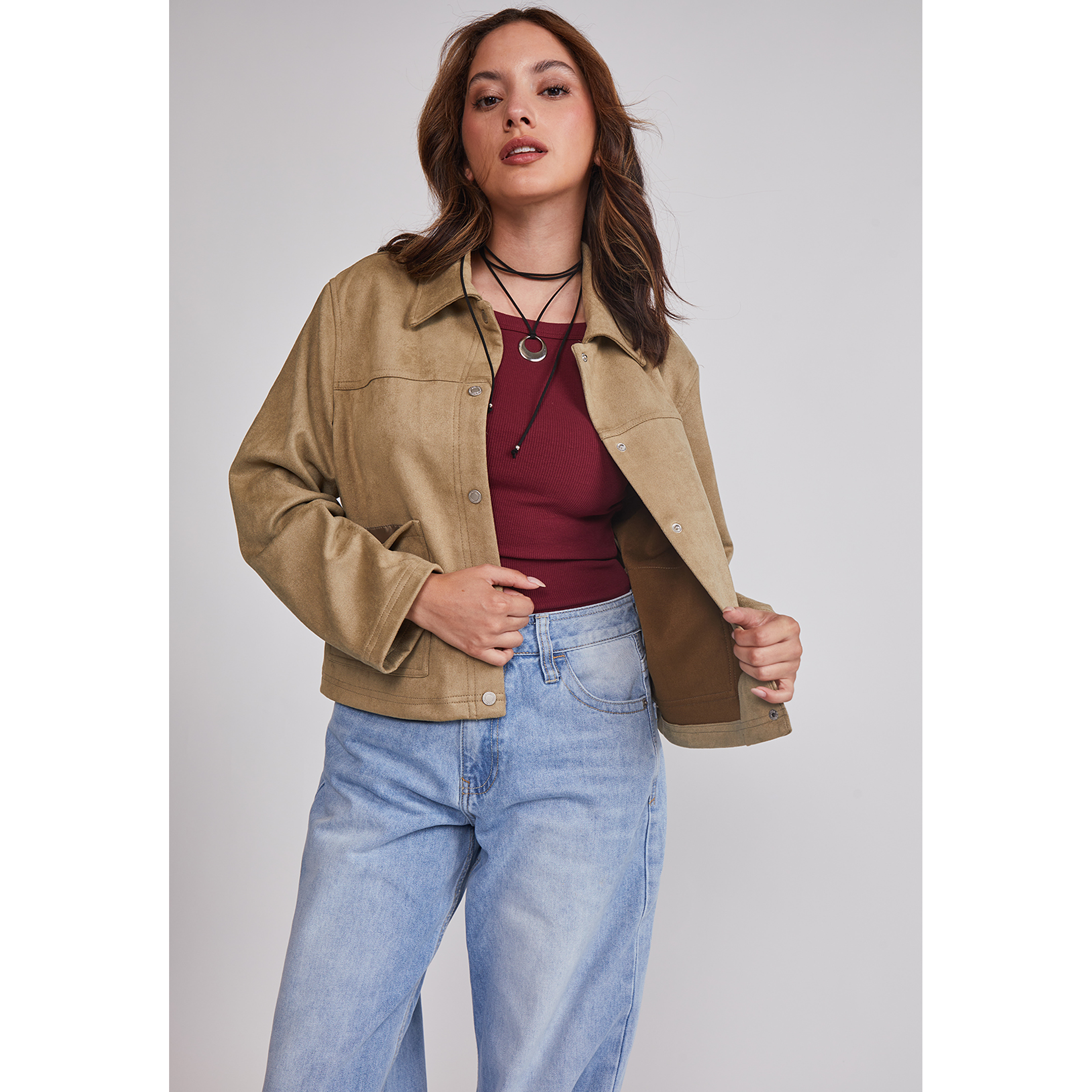 Chaqueta Mujer Bolsillos Delanteros Verde Sioux 1