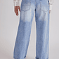 Jeans Mujer Folded Tiro Alto Celeste Sioux - Miniatura 3