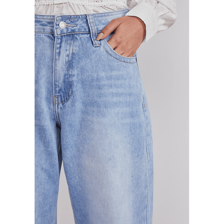 Jeans Mujer Folded Tiro Alto Celeste Sioux 4