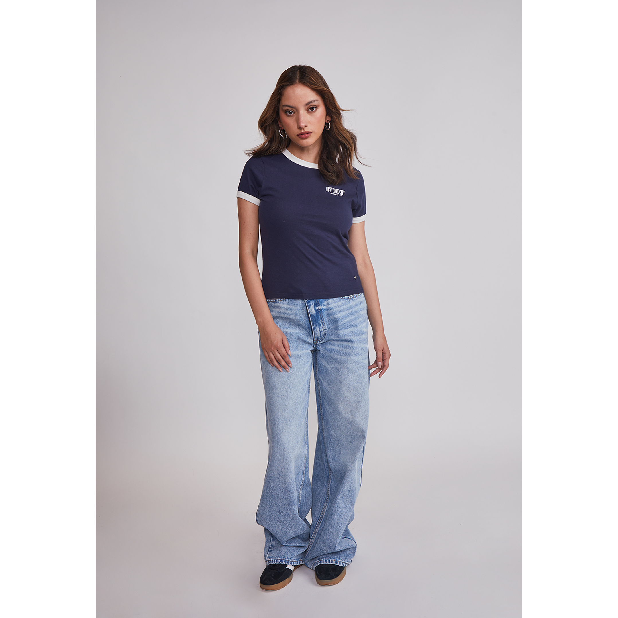 Polera Mujer Baby Tee Lisa Azul Sioux 2