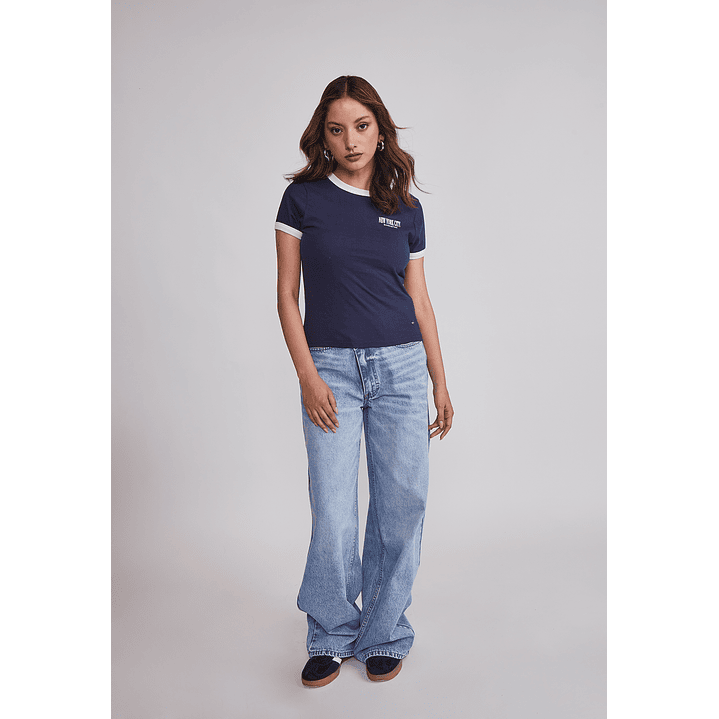 Polera Mujer Baby Tee Lisa Azul Sioux 2