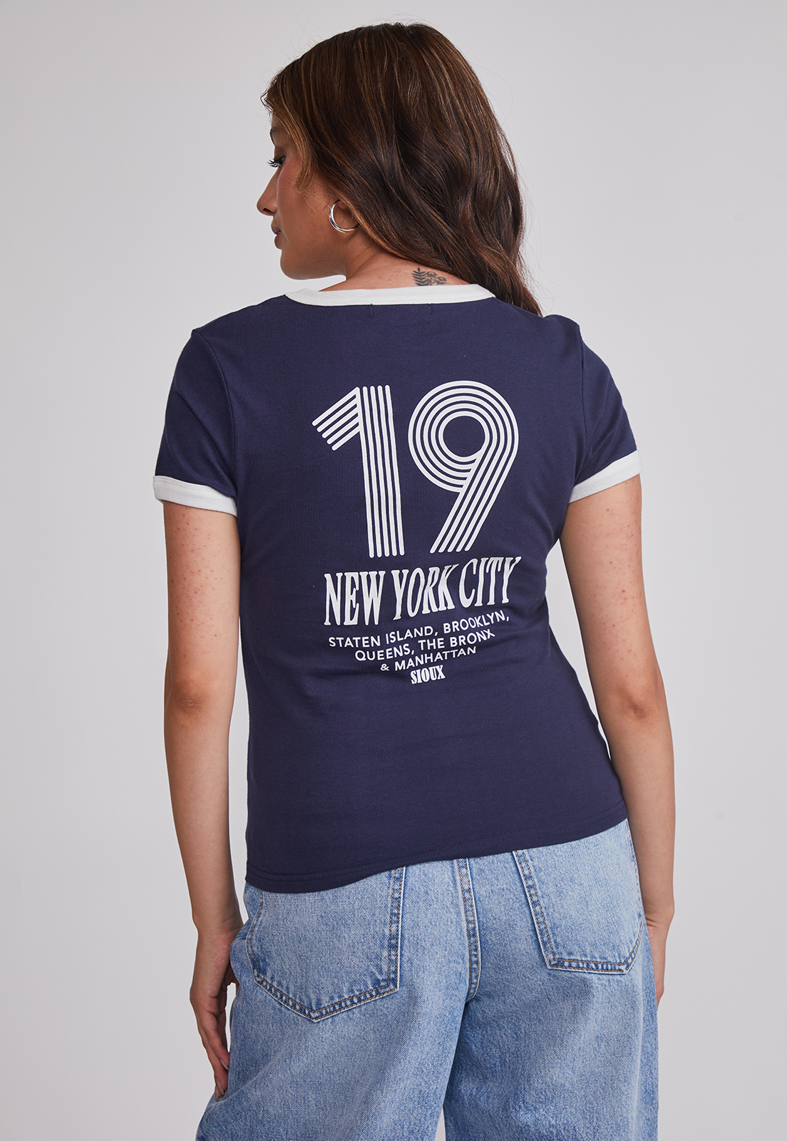 Polera Mujer Baby Tee Lisa Azul Sioux 2