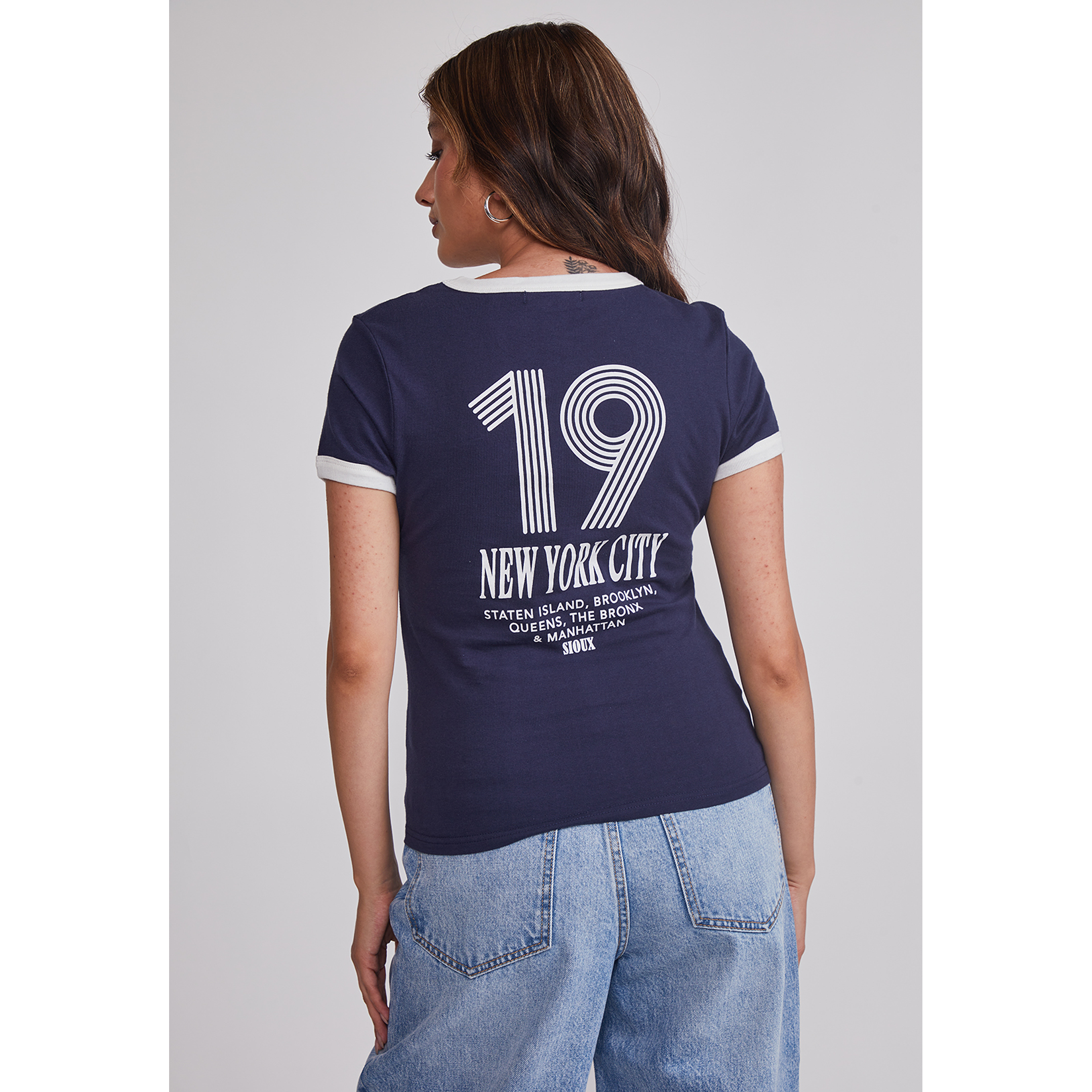 Polera Mujer Baby Tee Lisa Azul Sioux 3