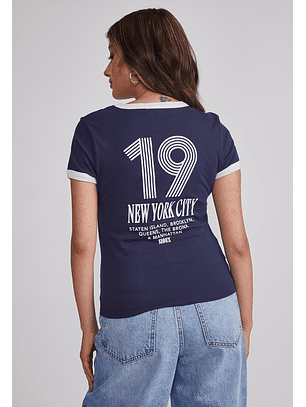 Polera Mujer Baby Tee Lisa Azul Sioux