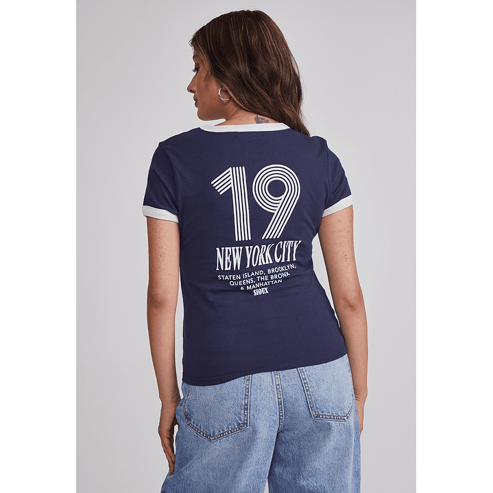 Polera Mujer Baby Tee Lisa Azul Sioux 3