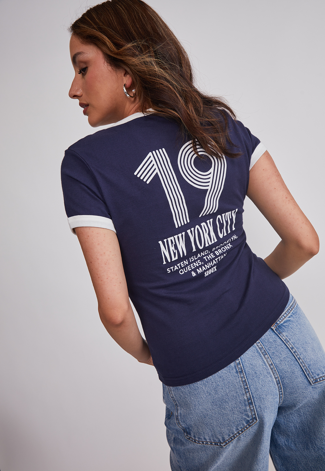 Polera Mujer Baby Tee Lisa Azul Sioux 5