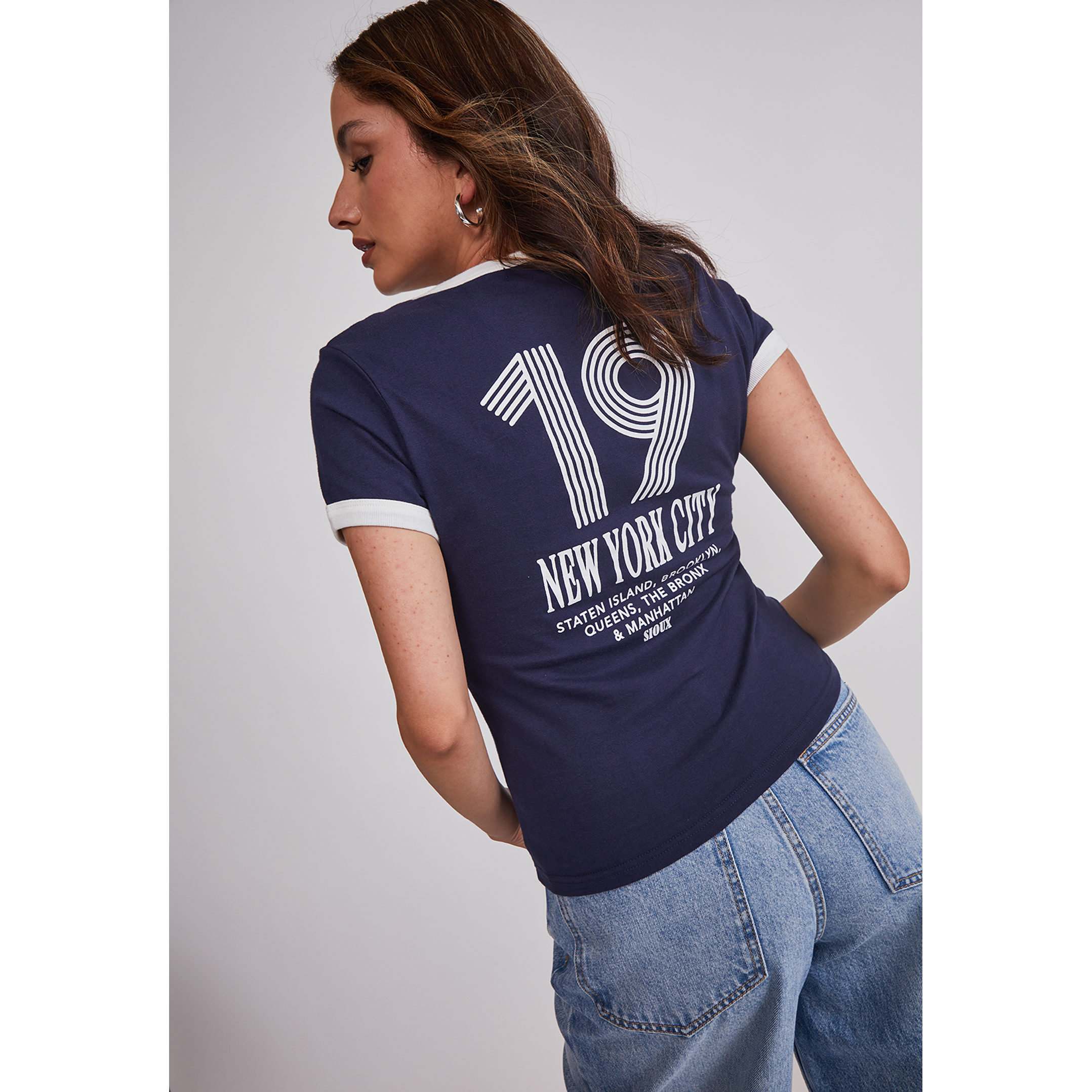 Polera Mujer Baby Tee Lisa Azul Sioux 5