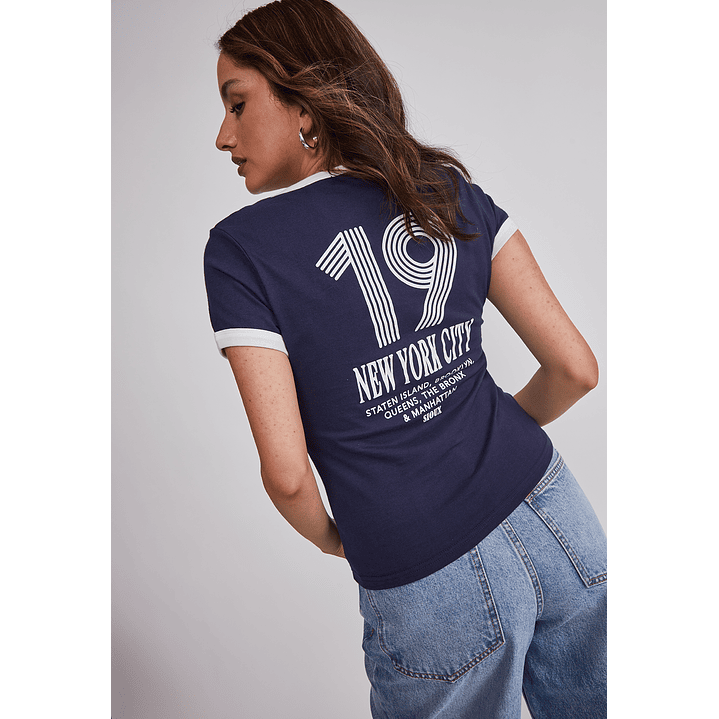 Polera Mujer Baby Tee Lisa Azul Sioux 5