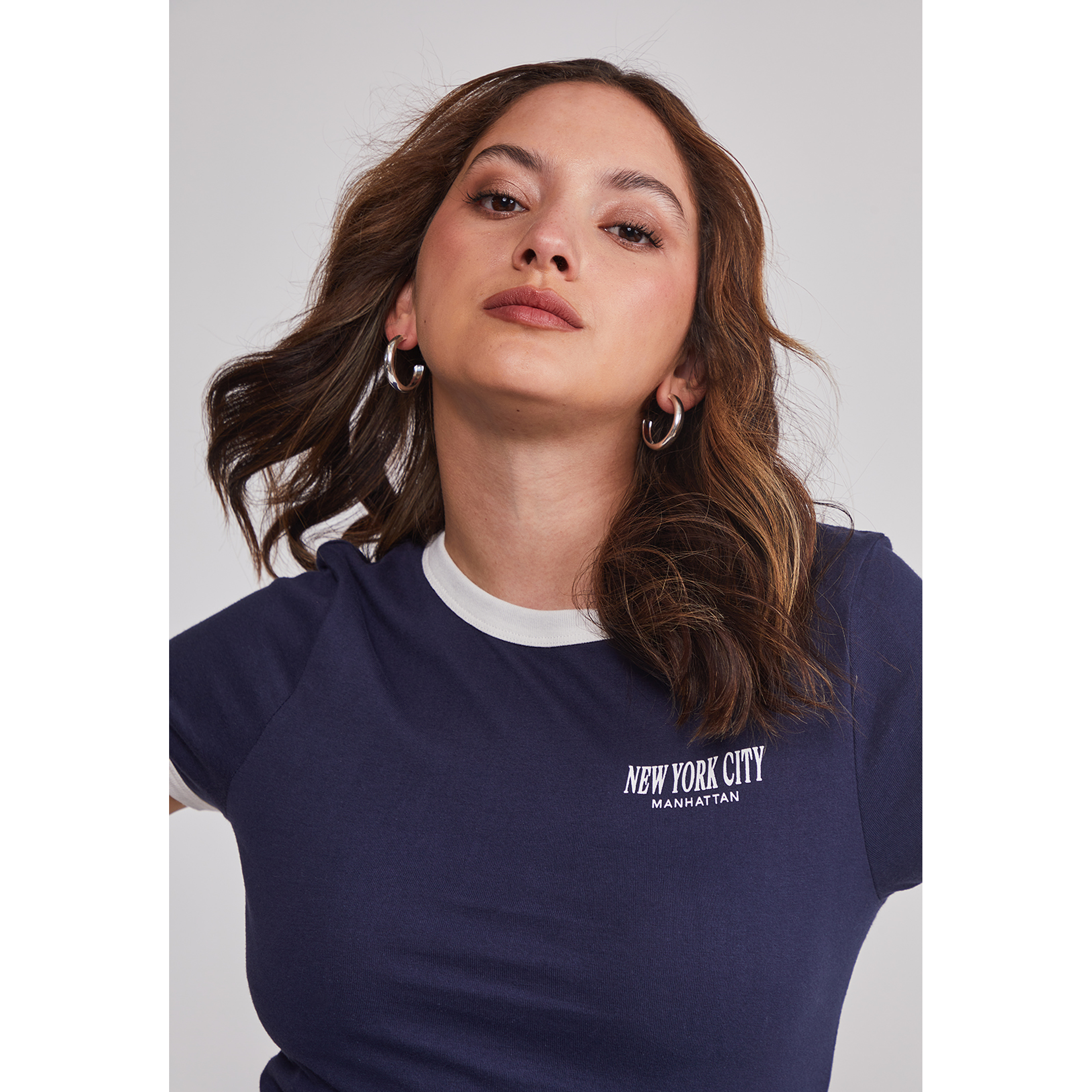 Polera Mujer Baby Tee Lisa Azul Sioux 4