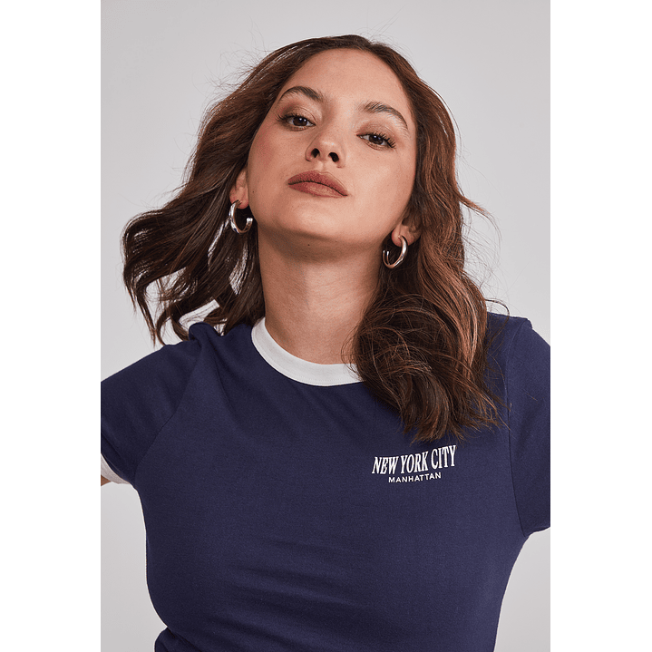 Polera Mujer Baby Tee Lisa Azul Sioux 4