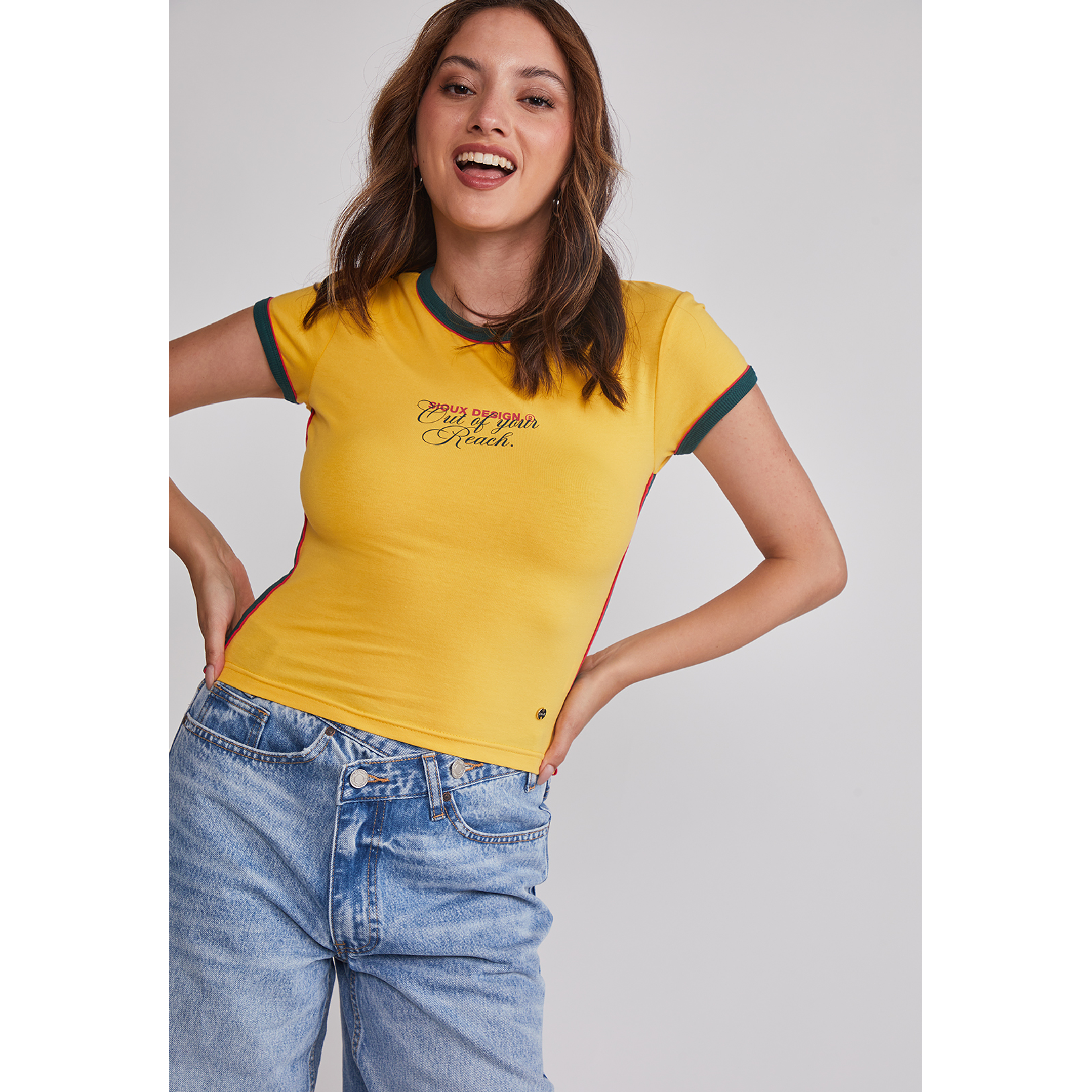 Polera Mujer Elasticada Brasil Amarillo Sioux 5
