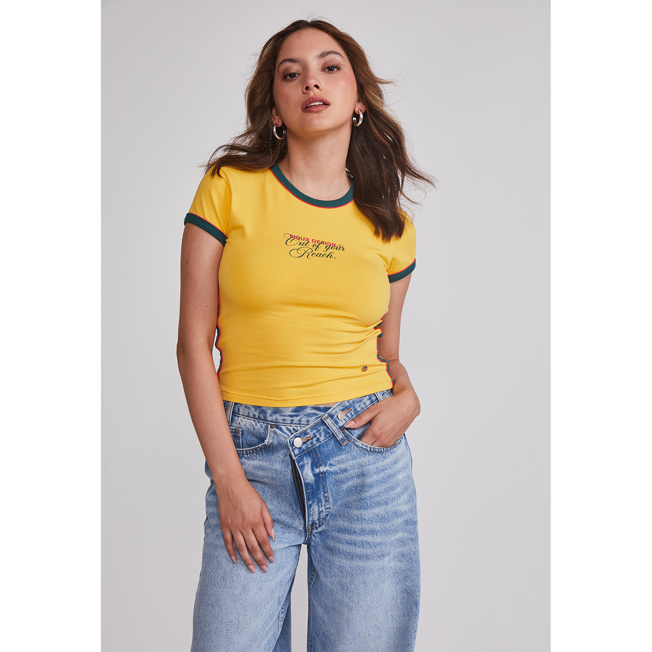 Polera Mujer Elasticada Brasil Amarillo Sioux 1