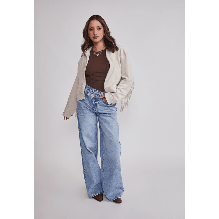 Chaqueta Mujer Suede Flecos Crudo Sioux 2