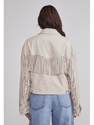 Chaqueta Mujer Suede Flecos Crudo Sioux