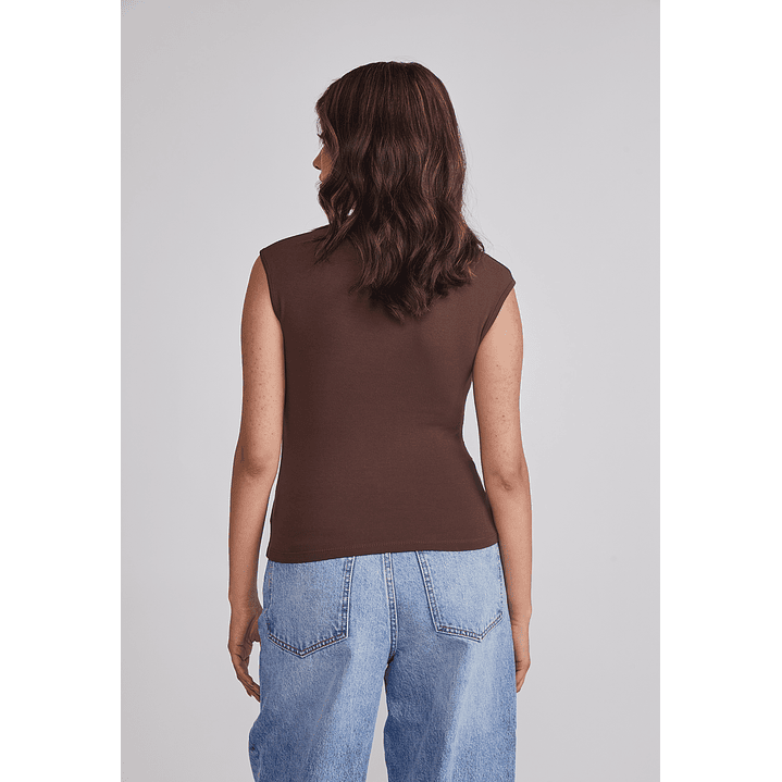 Polera Mujer Drapeada Color Café Sioux 3