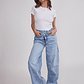 Jeans Mujer Wide Leg Boton Cruzado Celeste Sioux - Miniatura 2