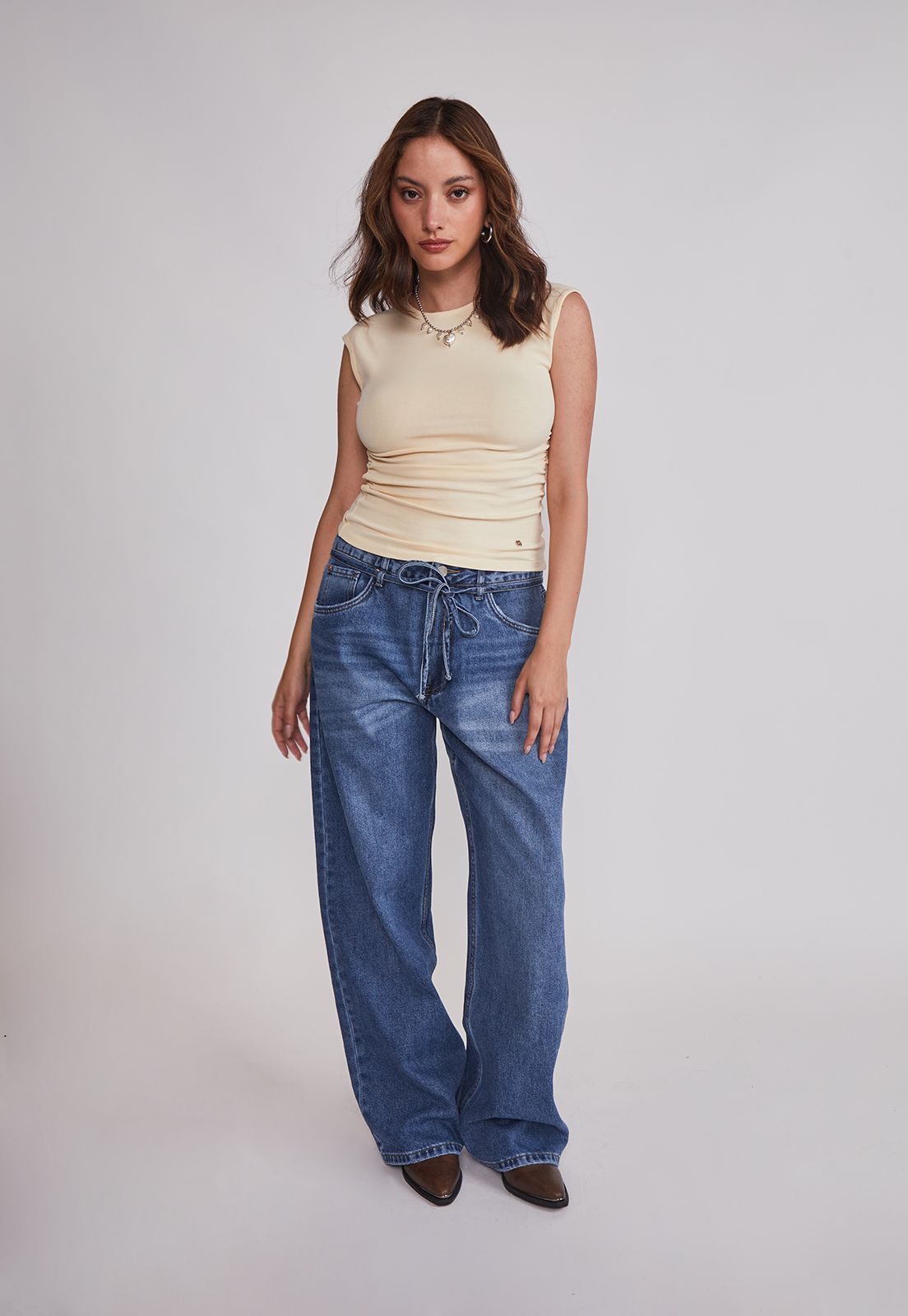 Polera Mujer Drapeada Amarillo Sioux 3