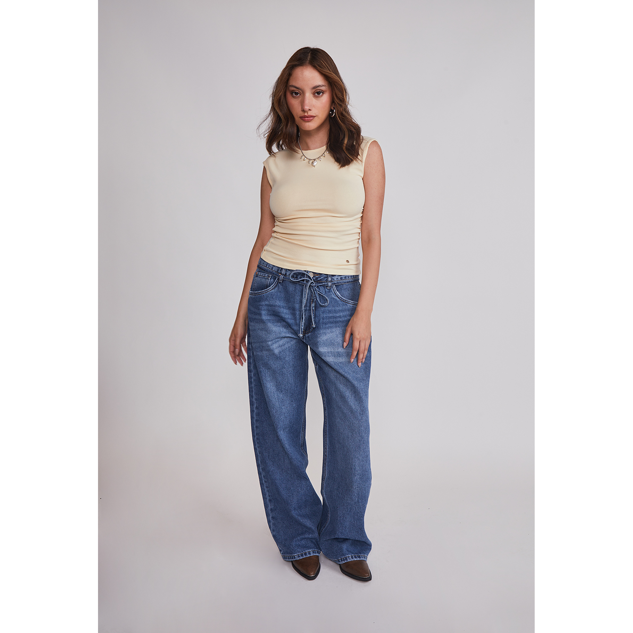 Polera Mujer Drapeada Color Amarillo Sioux 2