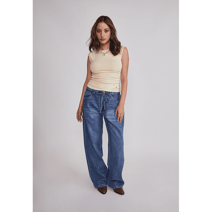 Polera Mujer Drapeada Color Amarillo Sioux 2