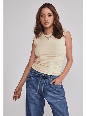 Polera Mujer Drapeada Amarillo Sioux