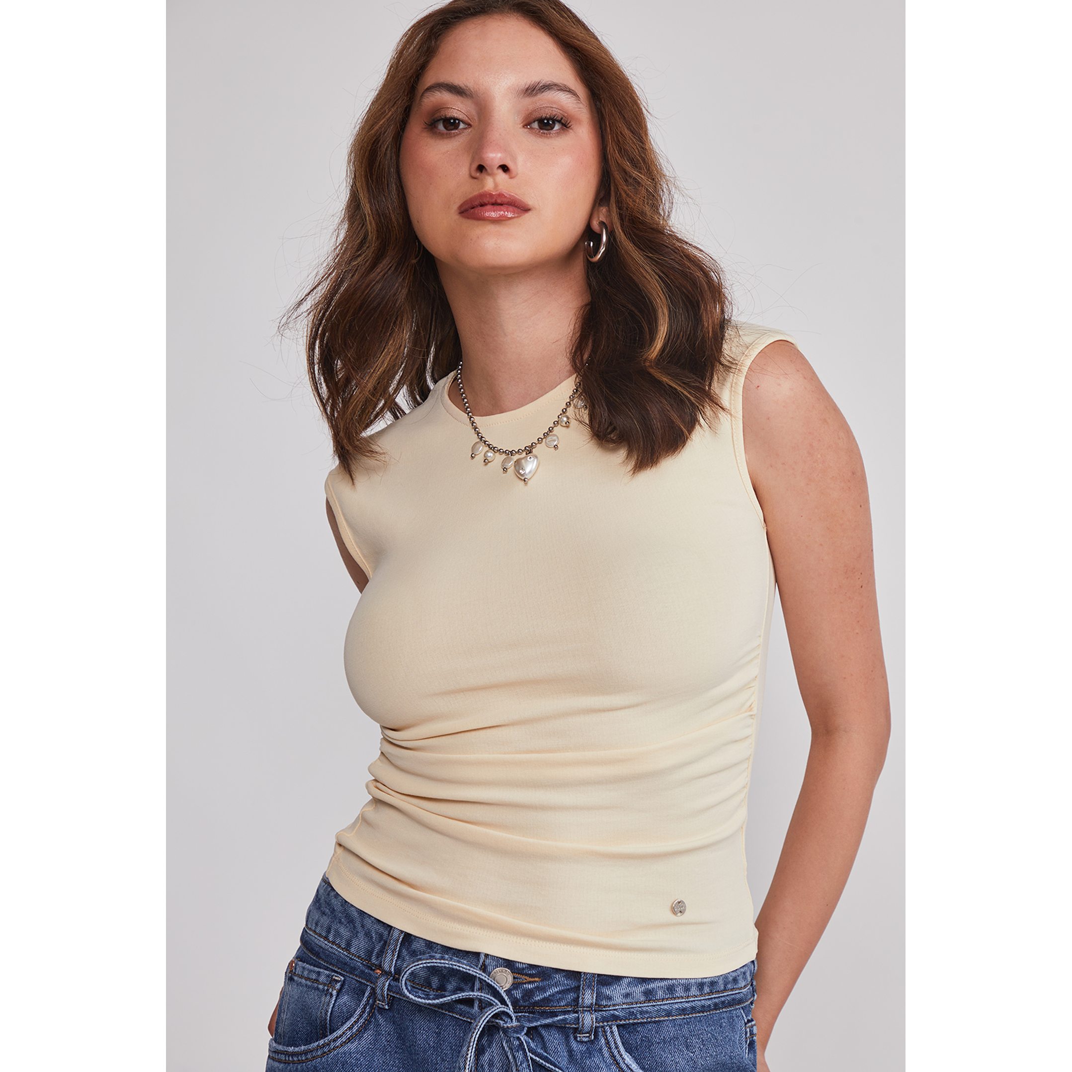 Polera Mujer Drapeada Color Amarillo Sioux 5