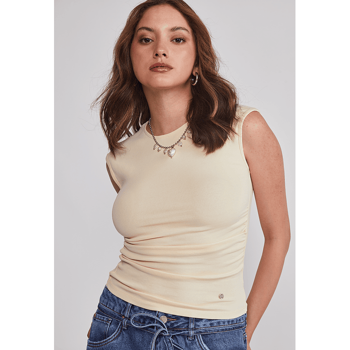 Polera Mujer Drapeada Color Amarillo Sioux 5