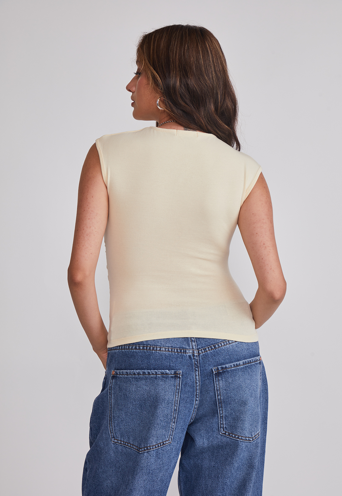 Polera Mujer Drapeada Amarillo Sioux 2