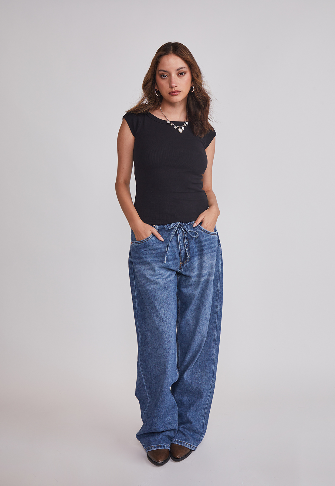 Polera Mujer Ajustada Cuello Negro Sioux 3