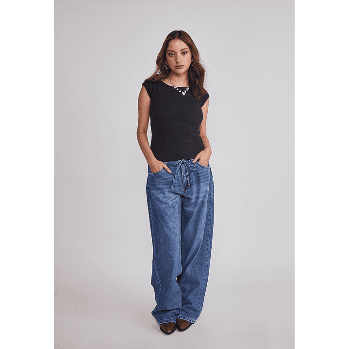 Polera Mujer Ajustada Cuello Negro Sioux 2