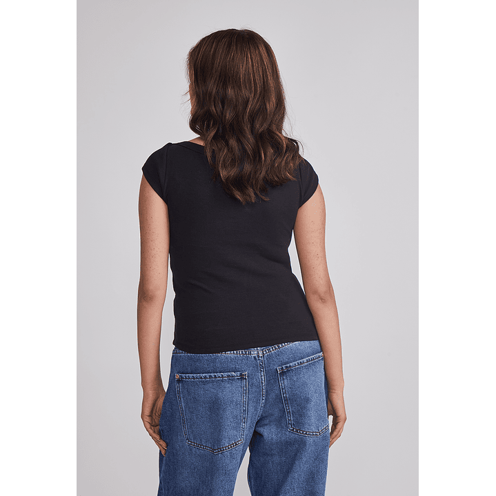 Polera Mujer Ajustada Cuello Negro Sioux 3