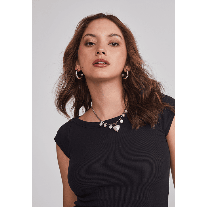 Polera Mujer Ajustada Cuello Negro Sioux 5