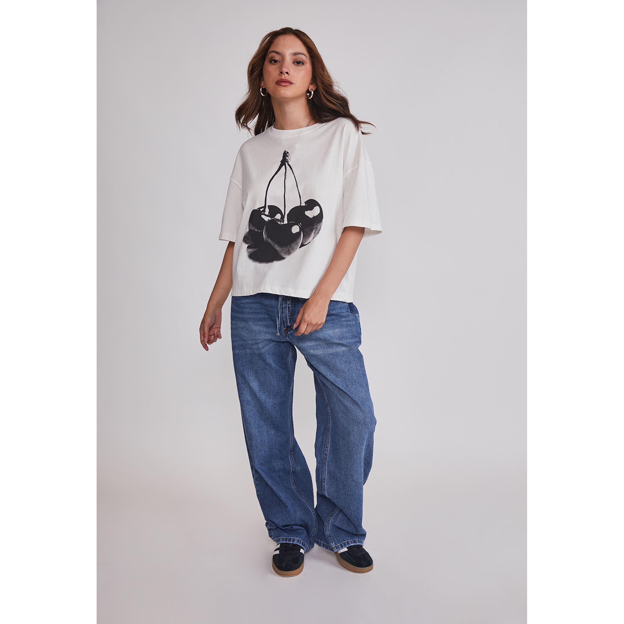 Polera Mujer Cherry Boxy Blanco Sioux 2