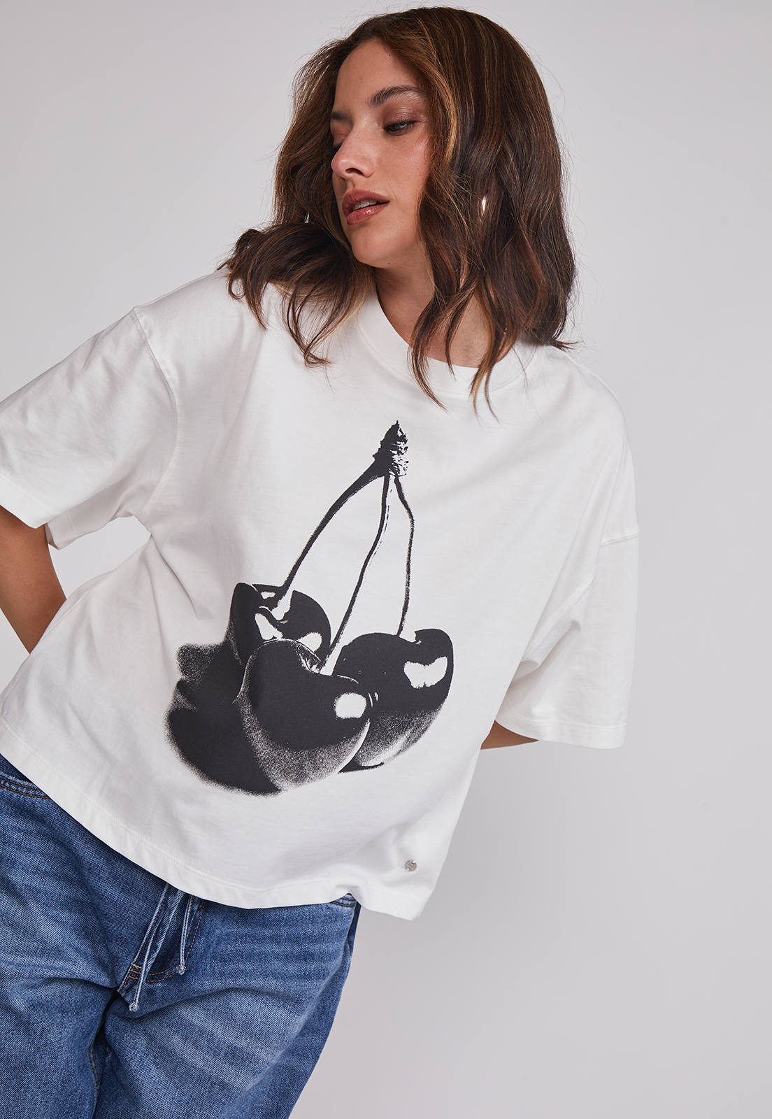 Polera Mujer Cherry Boxy Blanco Sioux 5