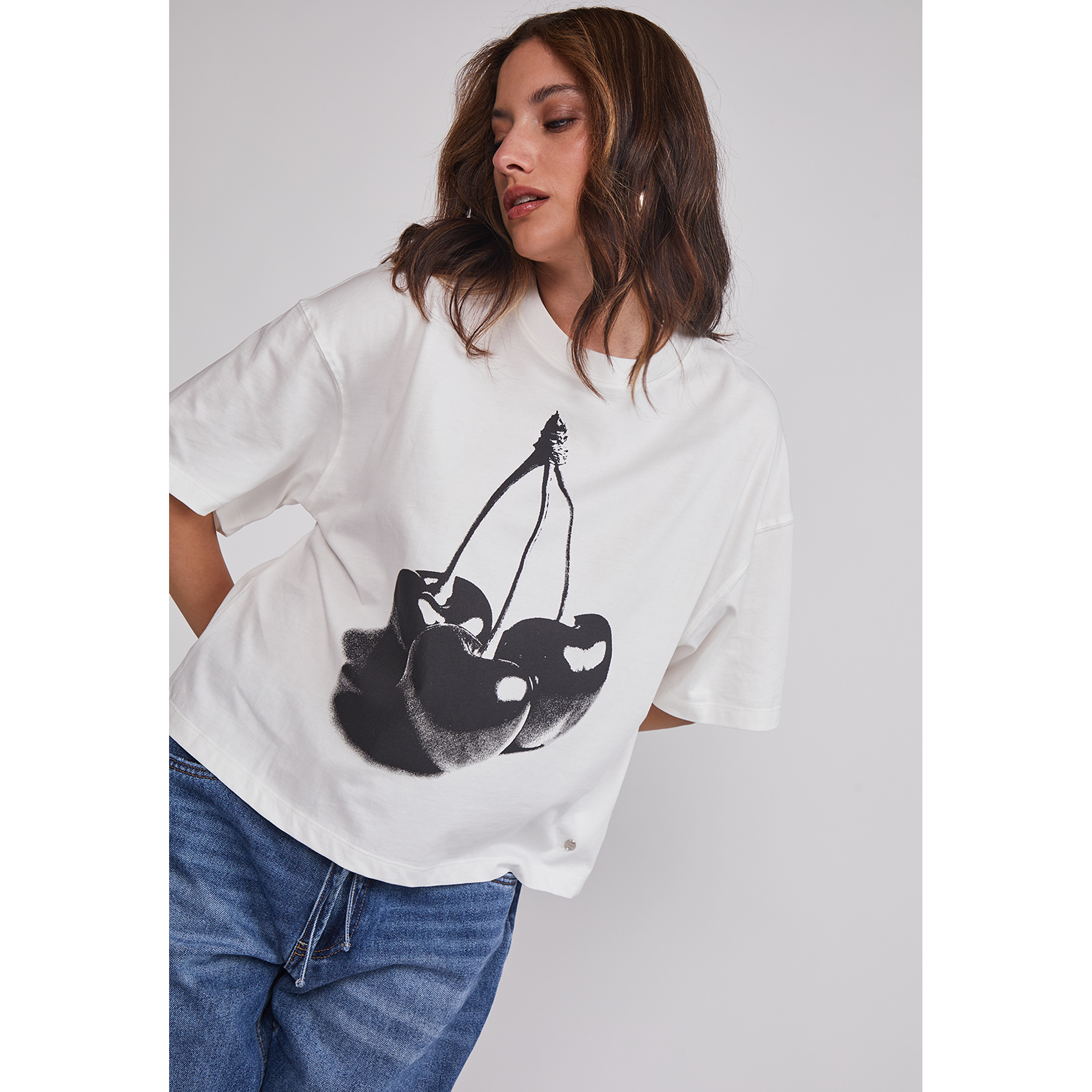 Polera Mujer Cherry Boxy Blanco Sioux 5