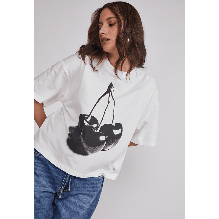 Polera Mujer Cherry Boxy Blanco Sioux 5