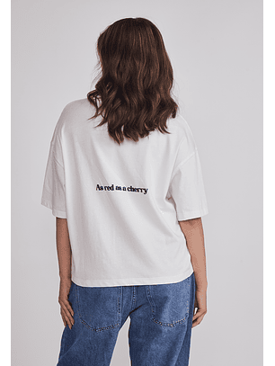 Polera Mujer Cherry Boxy Blanco Sioux