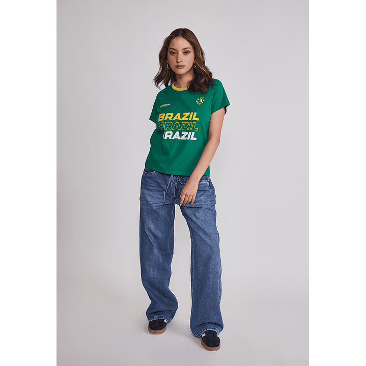 Polera Mujer Fútbol Brazil Verde Sioux 2