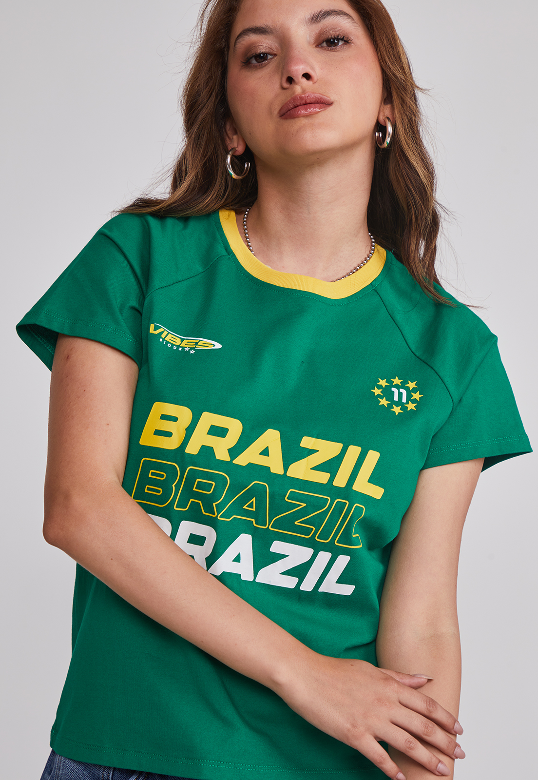 Polera Mujer Fútbol Brazil Verde Sioux 4