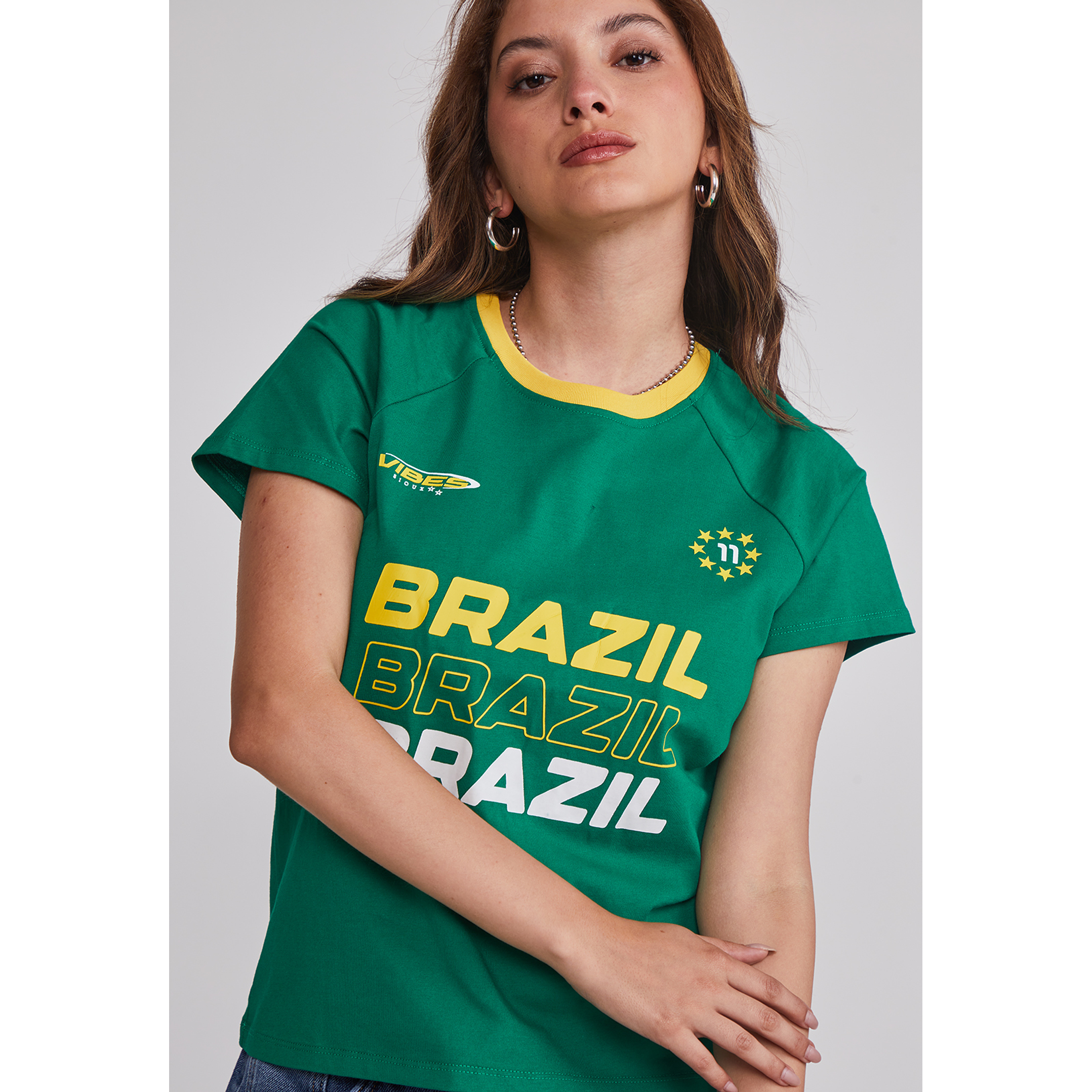 Polera Mujer Fútbol Brazil Verde Sioux 4