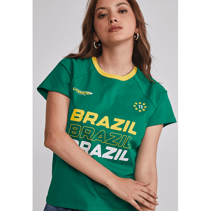 Polera Mujer Fútbol Brazil Verde Sioux 4