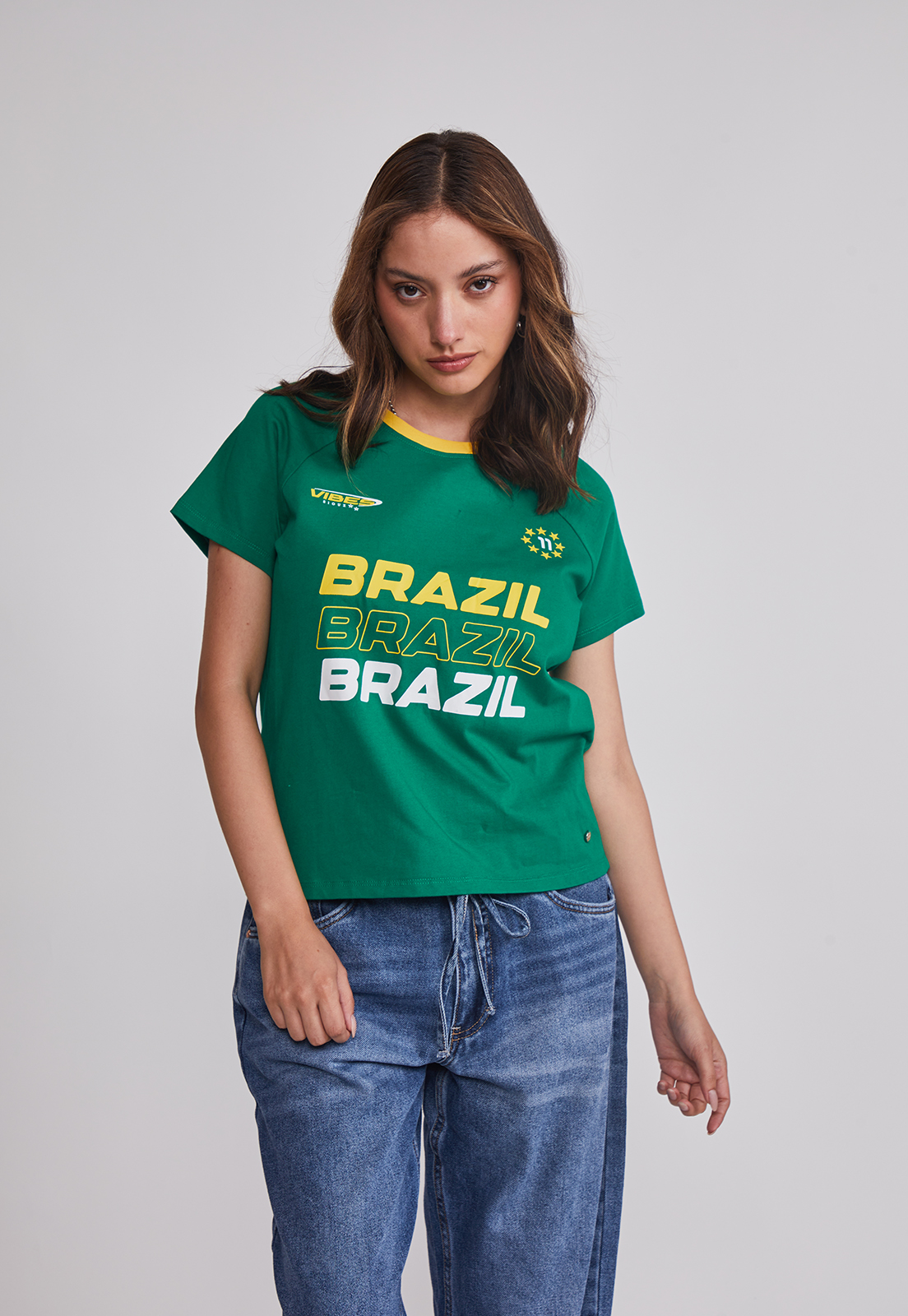 Polera Mujer Fútbol Brazil Verde Sioux 1