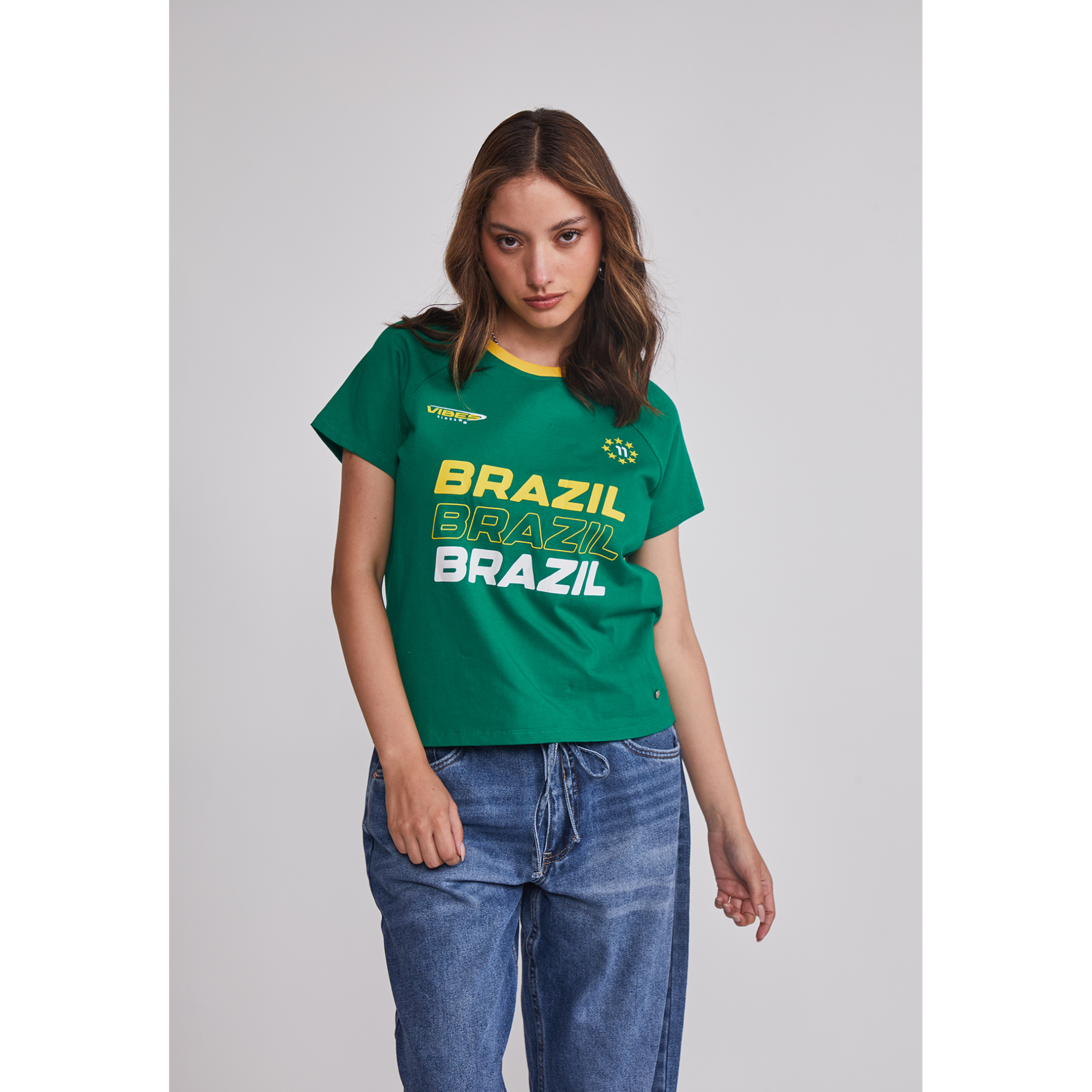Polera Mujer Fútbol Brazil Verde Sioux 1