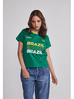 Polera Mujer Fútbol Brazil Verde Sioux