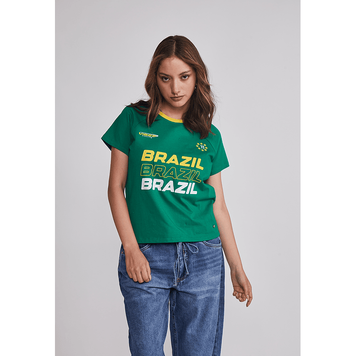 Polera Mujer Fútbol Brazil Verde Sioux 1