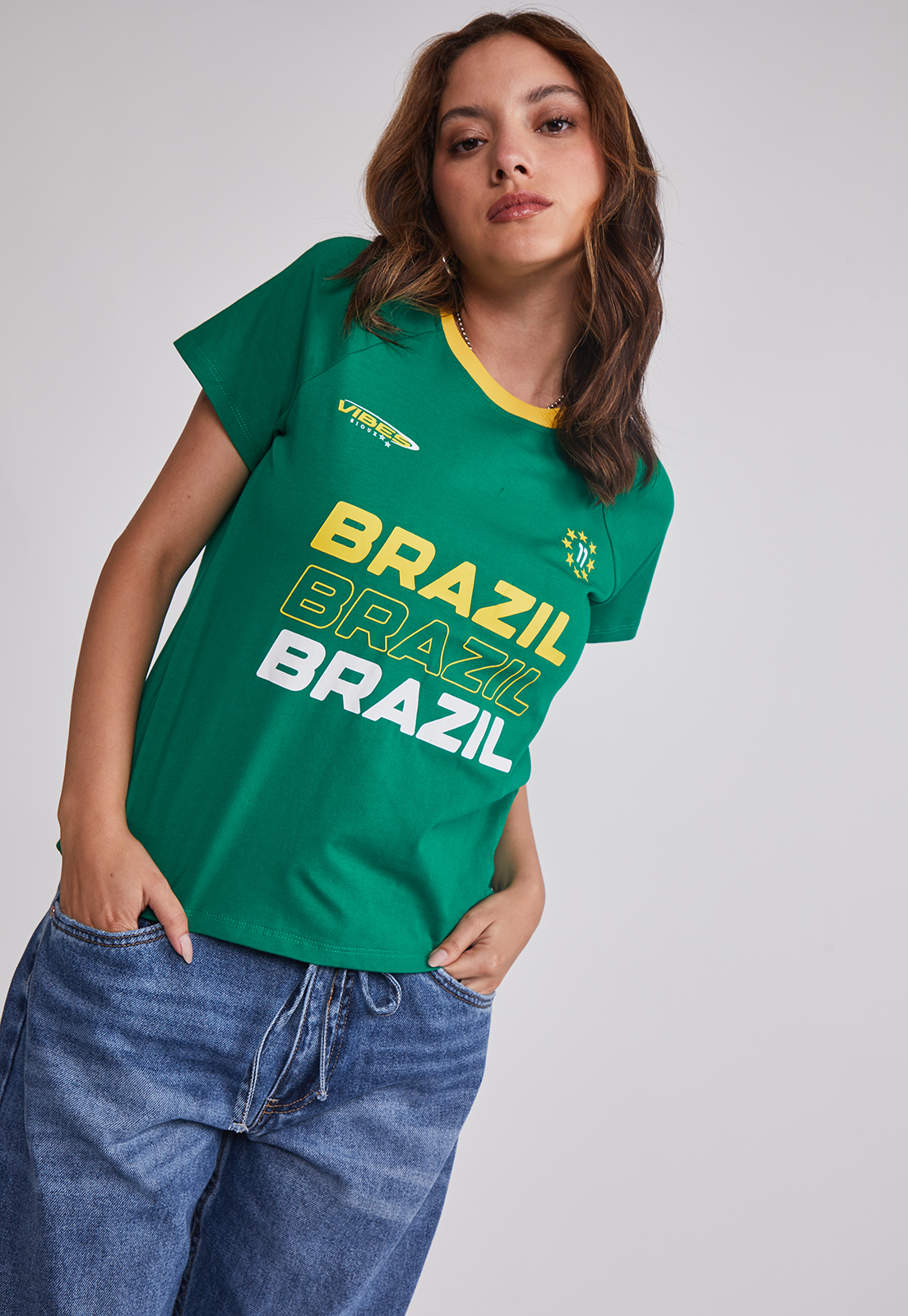 Polera Mujer Fútbol Brazil Verde Sioux 5
