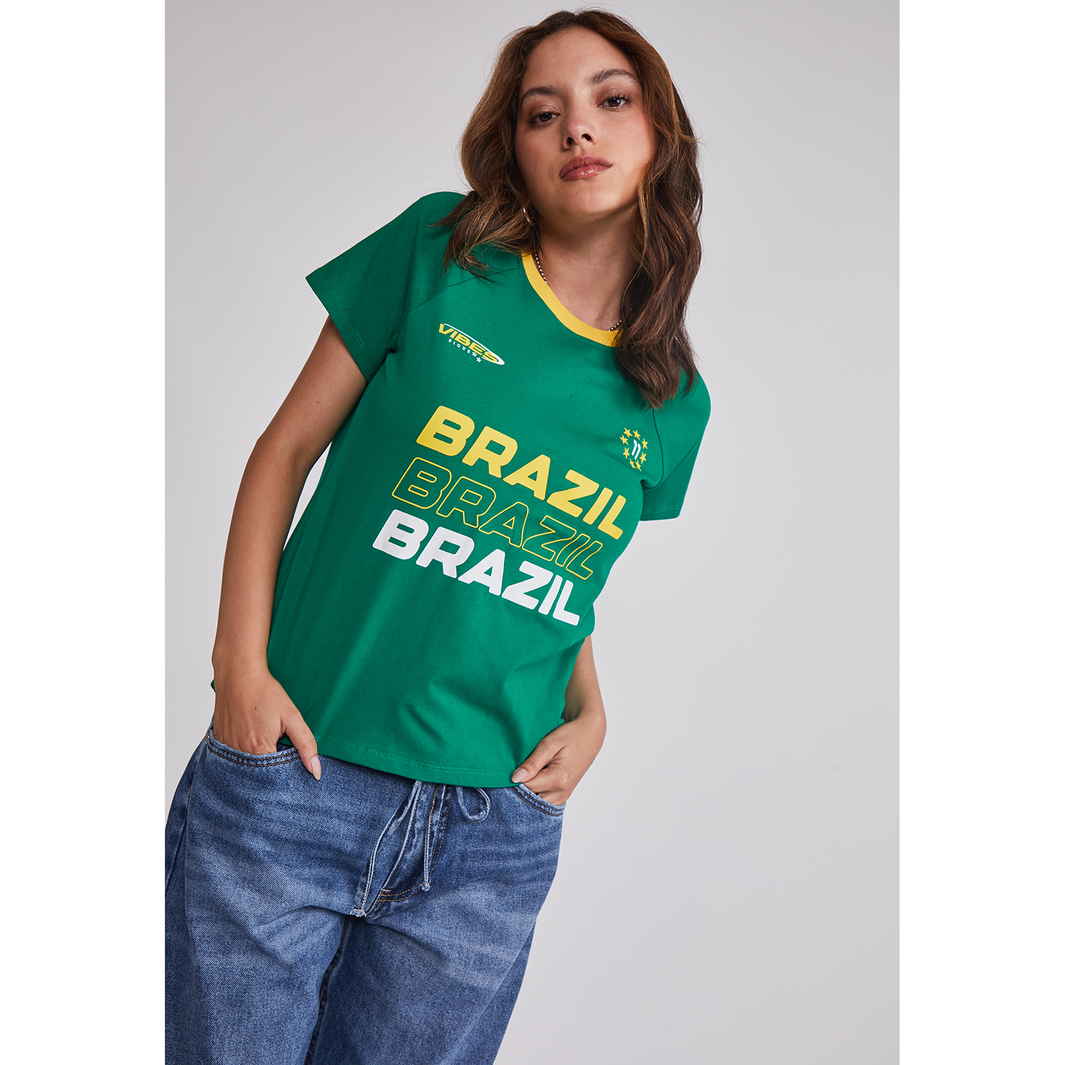 Polera Mujer Fútbol Brazil Verde Sioux 5