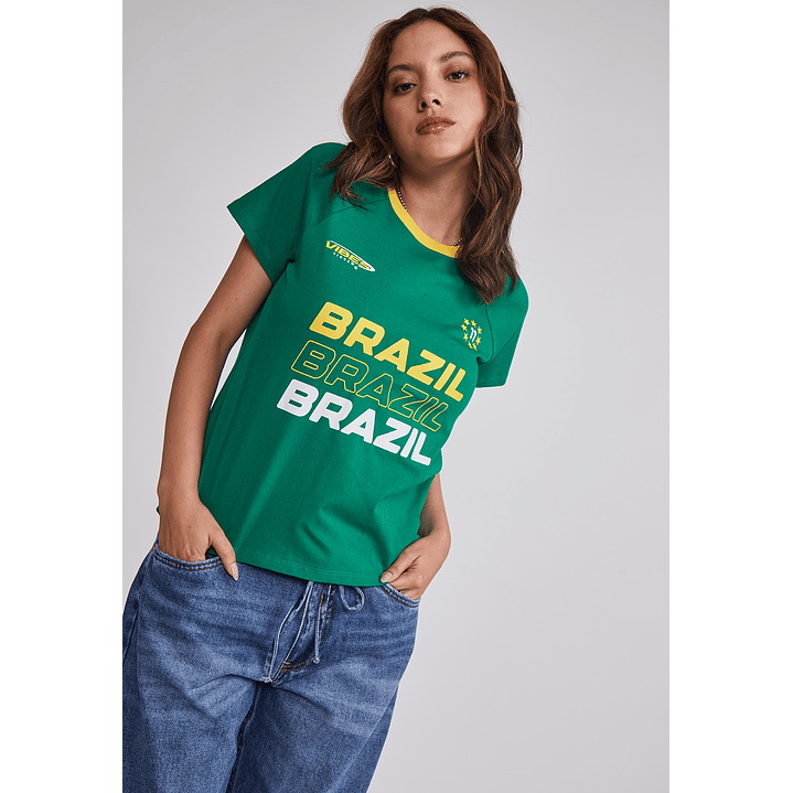 Polera Mujer Fútbol Brazil Verde Sioux 5