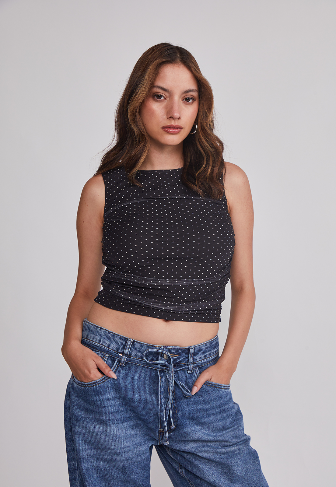 Peto Mujer Drapeado Trend Negro Sioux 1